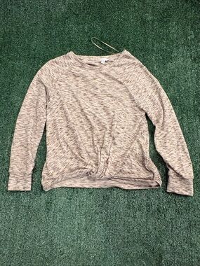 Time and Tru Heathered Taupe Twist-Front Pullover